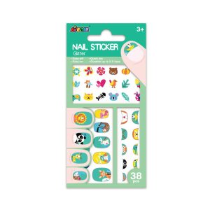 Small Nail Stickers - Animals with Glitter (38 pcs)