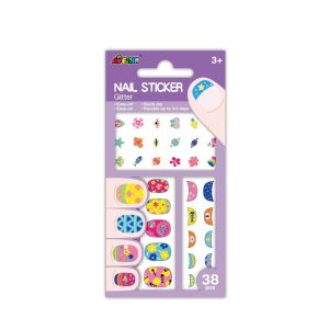 Small Nail Stickers - Flowers with Glitter (38 pcs)