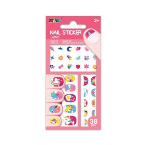 Small Nail Stickers - Unicorn with Glitter (38 pcs)